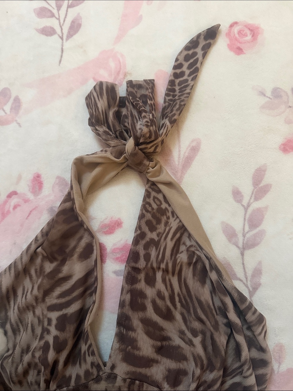 NWT See You Monday Brown Animal Print Halter Tank Top - Picture 2 of 3